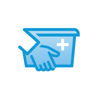 hand holding package, part of Transplant process diagram © United Network for Organ Sharing. All rights reserved.