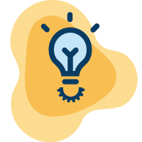 Icon of a lightbulb with partial gear base