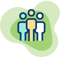 Three people icons standing close to each other